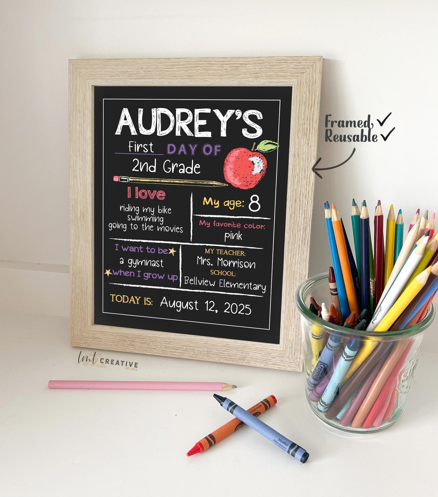 Personalized Back to School Sign, First Day Of School Sign, Reversible First Day Of School Sign, Last Day Of School, Reusable, Last Day