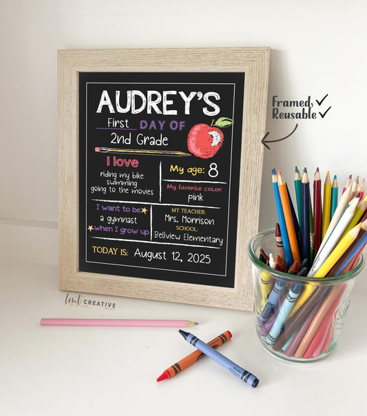 Personalized Back to School Sign, First Day Of School Sign, Reversible First Day Of School Sign, Last Day Of School, Reusable, Last Day