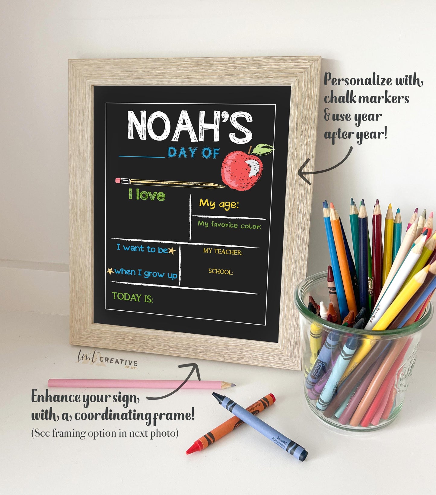 Personalized Back to School Sign, First Day Of School Sign, Reversible First Day Of School Sign,  Last Day Of School, Reusable, Last Day