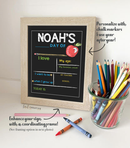 Personalized Back to School Sign, First Day Of School Sign, Reversible First Day Of School Sign,  Last Day Of School, Reusable, Last Day