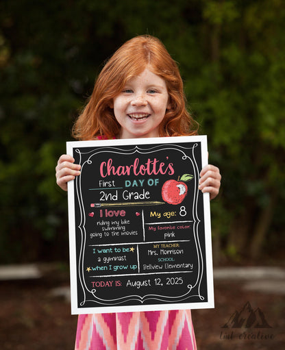 Personalized Back to School Sign, First Day Of School Sign, Reversible First Day Of School Sign,  Last Day Of School, Reusable, Last Day