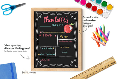 Personalized Back to School Sign, First Day Of School Sign, Reversible First Day Of School Sign,  Last Day Of School, Reusable, Last Day