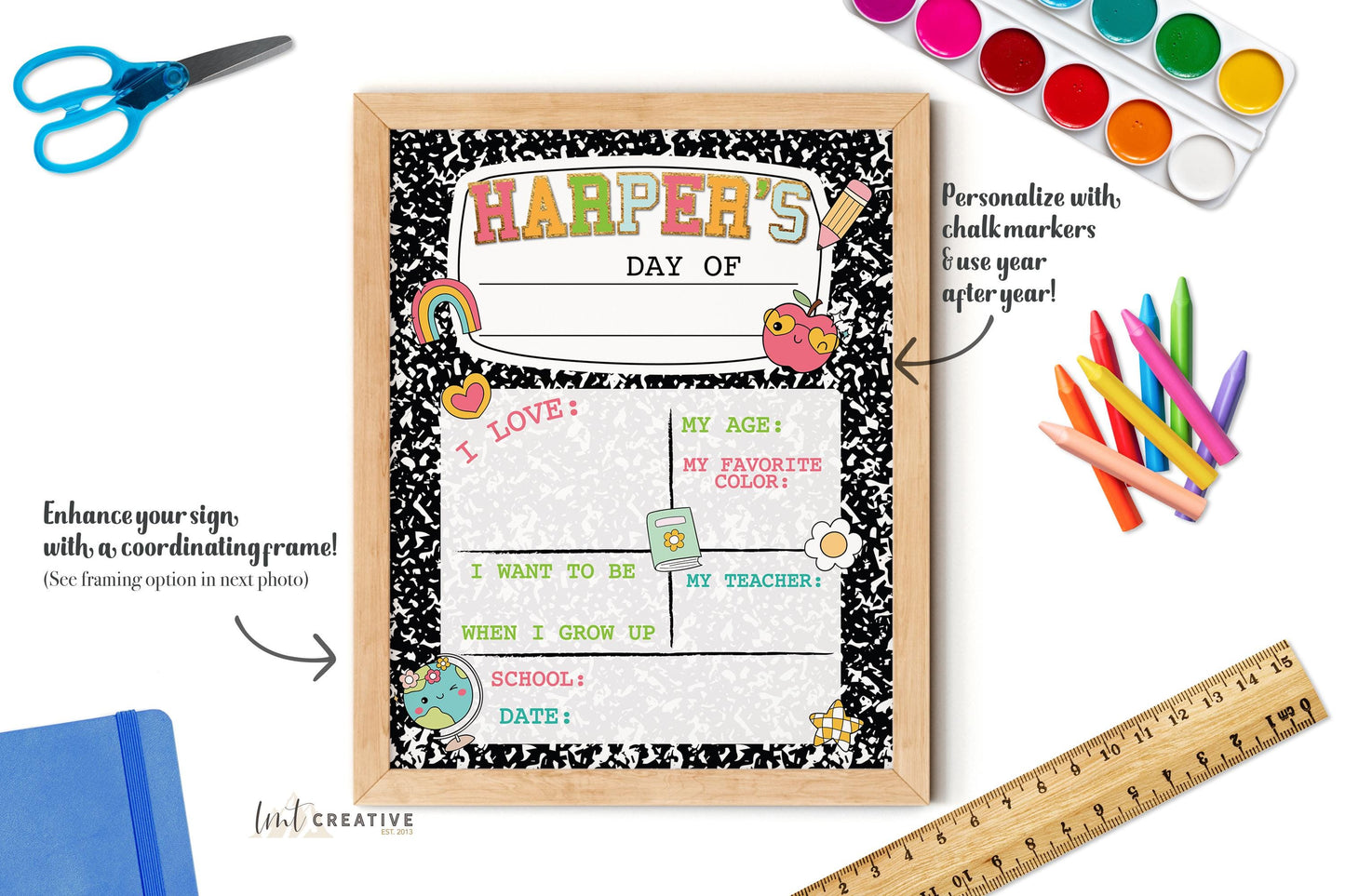 Personalized Back to School Sign, First Day Of School Sign, Custom First Day Of School Sign,  First Day of Kindergarten, Reusable, Last Day