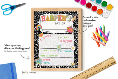 Personalized Back to School Sign, First Day Of School Sign, Custom First Day Of School Sign,  First Day of Kindergarten, Reusable, Last Day