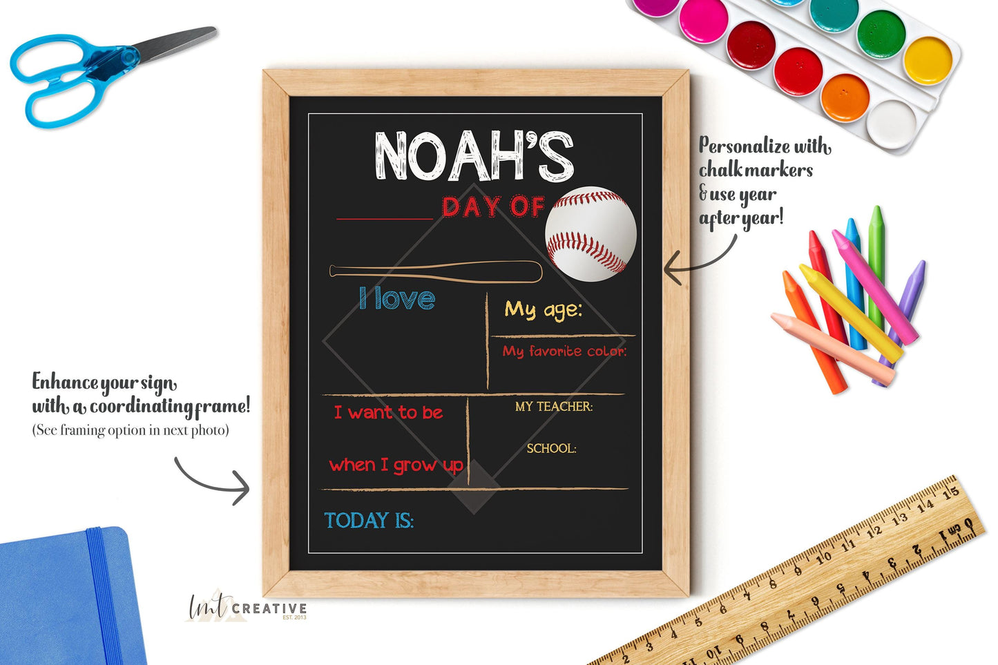 First Day Of School Sign, Personalized Back to School Sign, Custom First Day Of School Sign, First Day of Kindergarten, Baseball, Last Day
