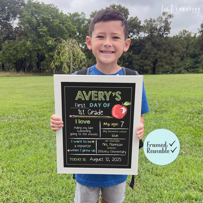 Personalized Back to School Sign, First Day Of School Sign, Reusable First Day Of School Sign,  Last Day Of School, Last Day of School