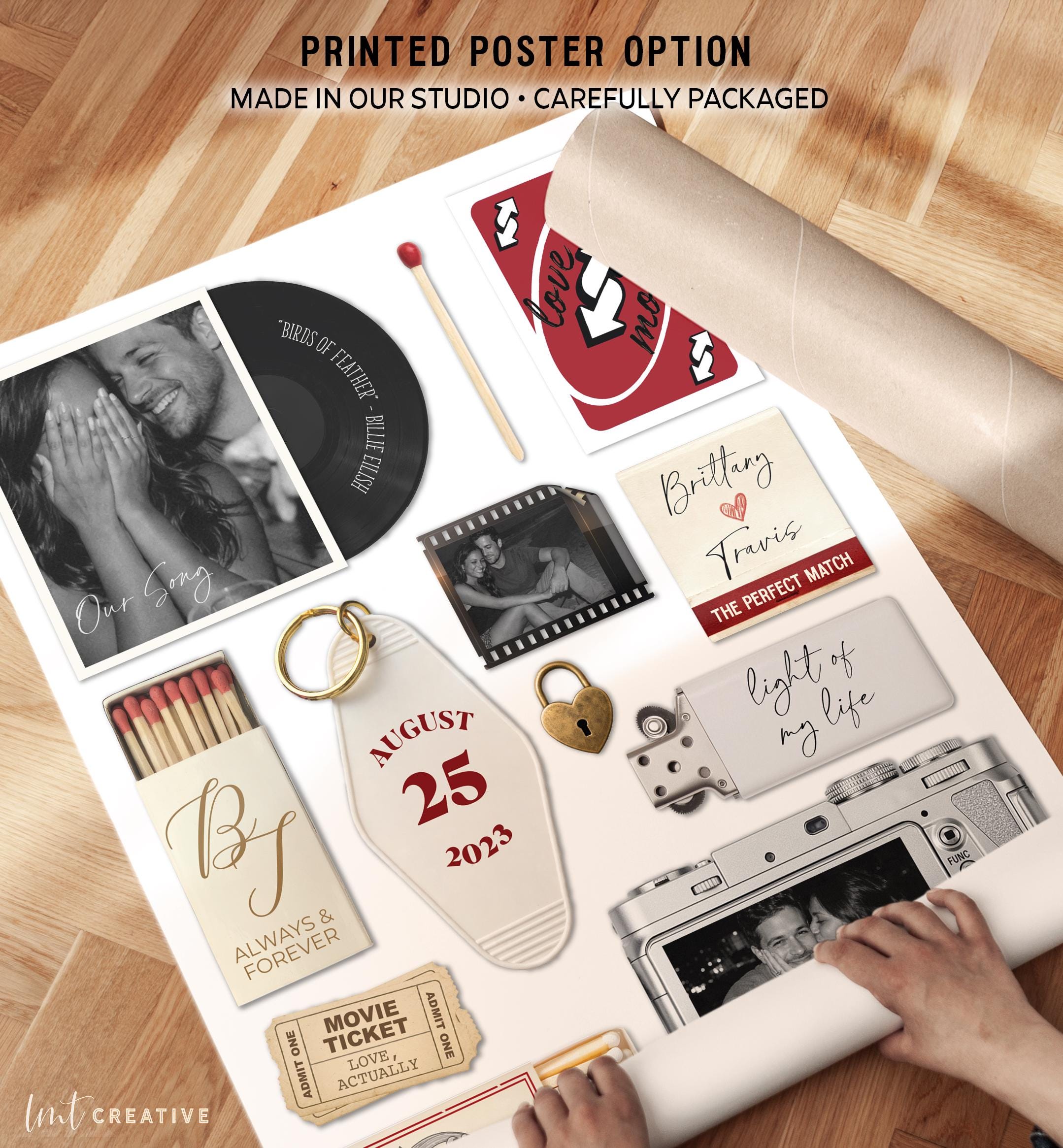 Personalized Matchbook Art, Romantic Couples Gift, Custom Valentine’s Day Print, Where We Met Keepsake