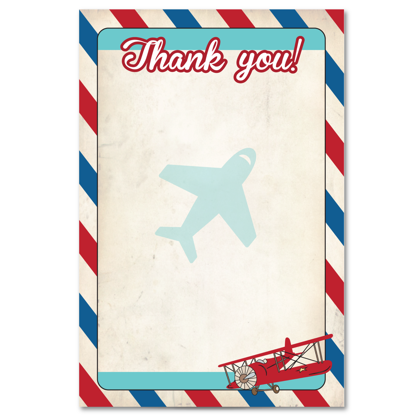 Vintage Airplane Ticket Thank You Cards w/ Free Envelopes