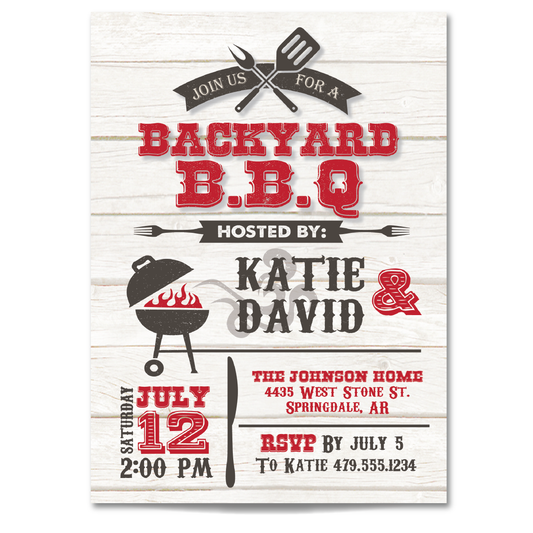 Backyard Barbeque Invitation - Barbeque Burger BBQ Party Invite
