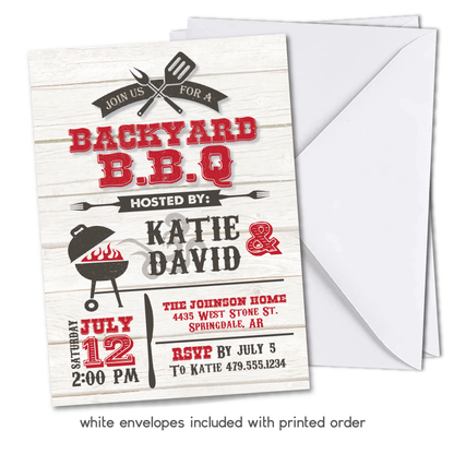 Backyard Barbeque Invitation - Barbeque Burger BBQ Party Invite