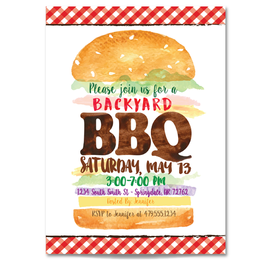 Barbeque Invitation - Backyard Barbeque BBQ Party Invite