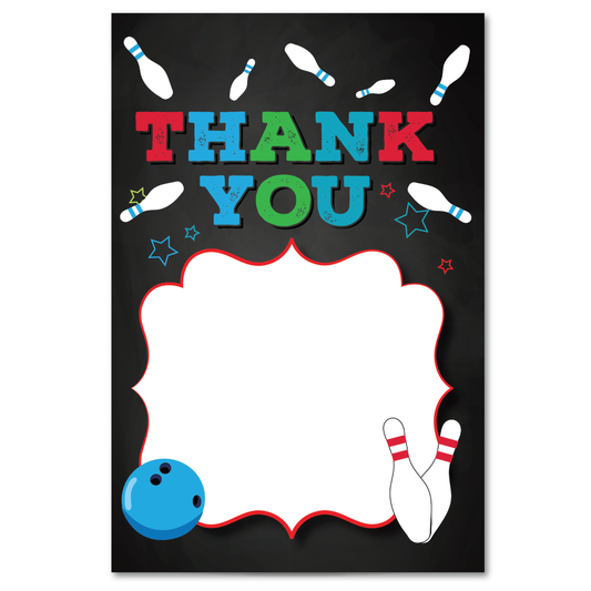 Bowling Boys Birthday Thank You Cards w/ Free Envelopes