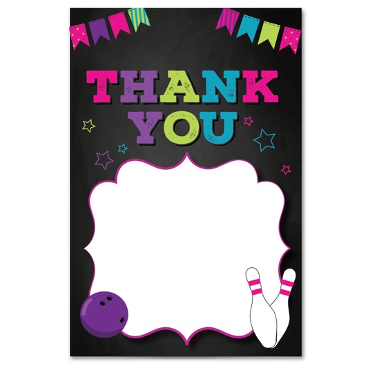 Bowling Girls Birthday Thank You Cards w/ Free Envelopes