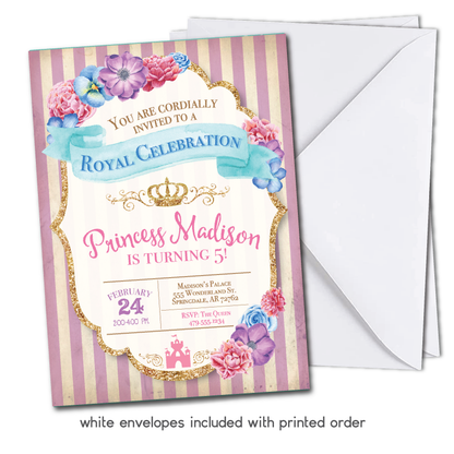 Purple Princess Birthday Invitation - Girls Princess Party Invite