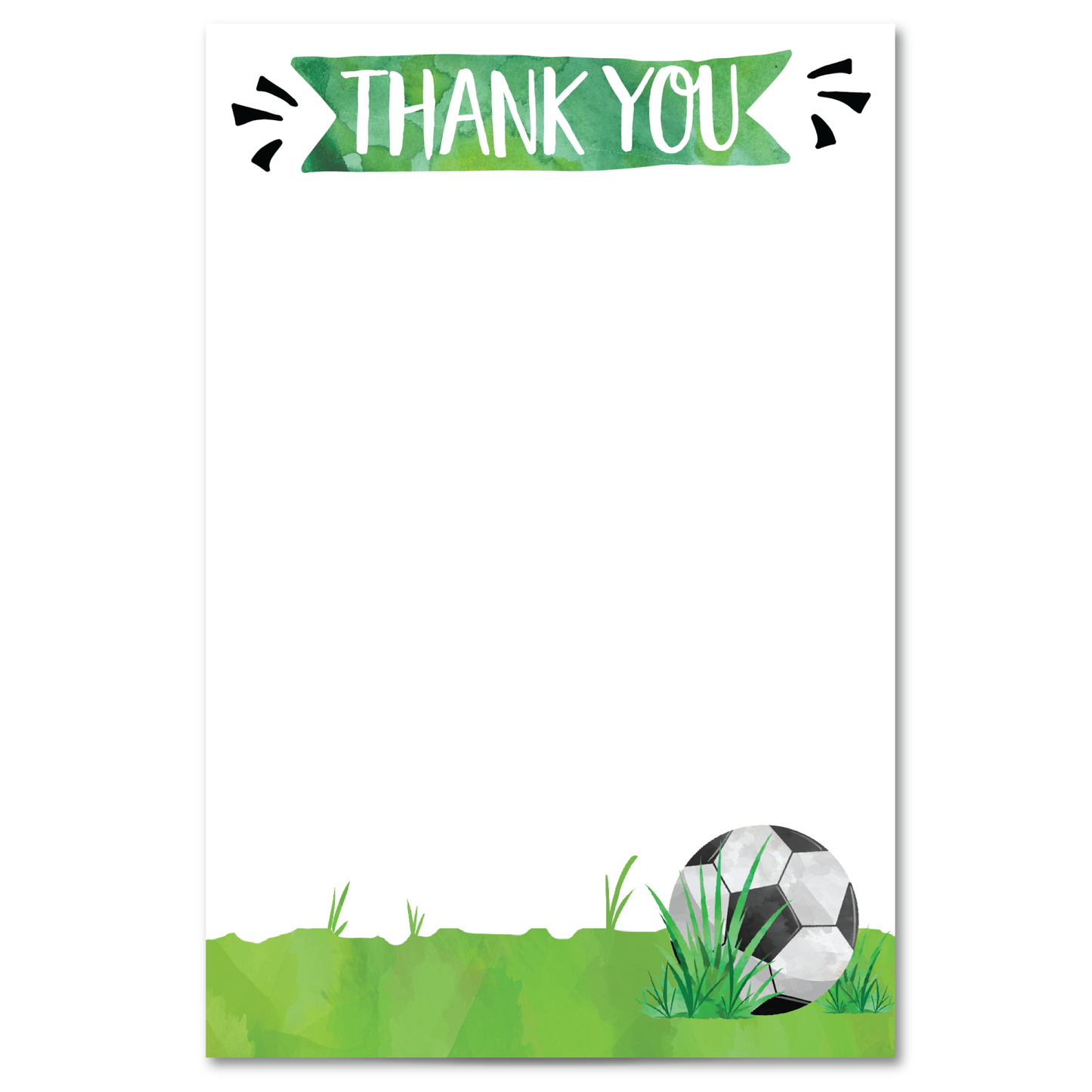 Soccer Birthday Thank You Cards - Green - w/ Free Envelopes