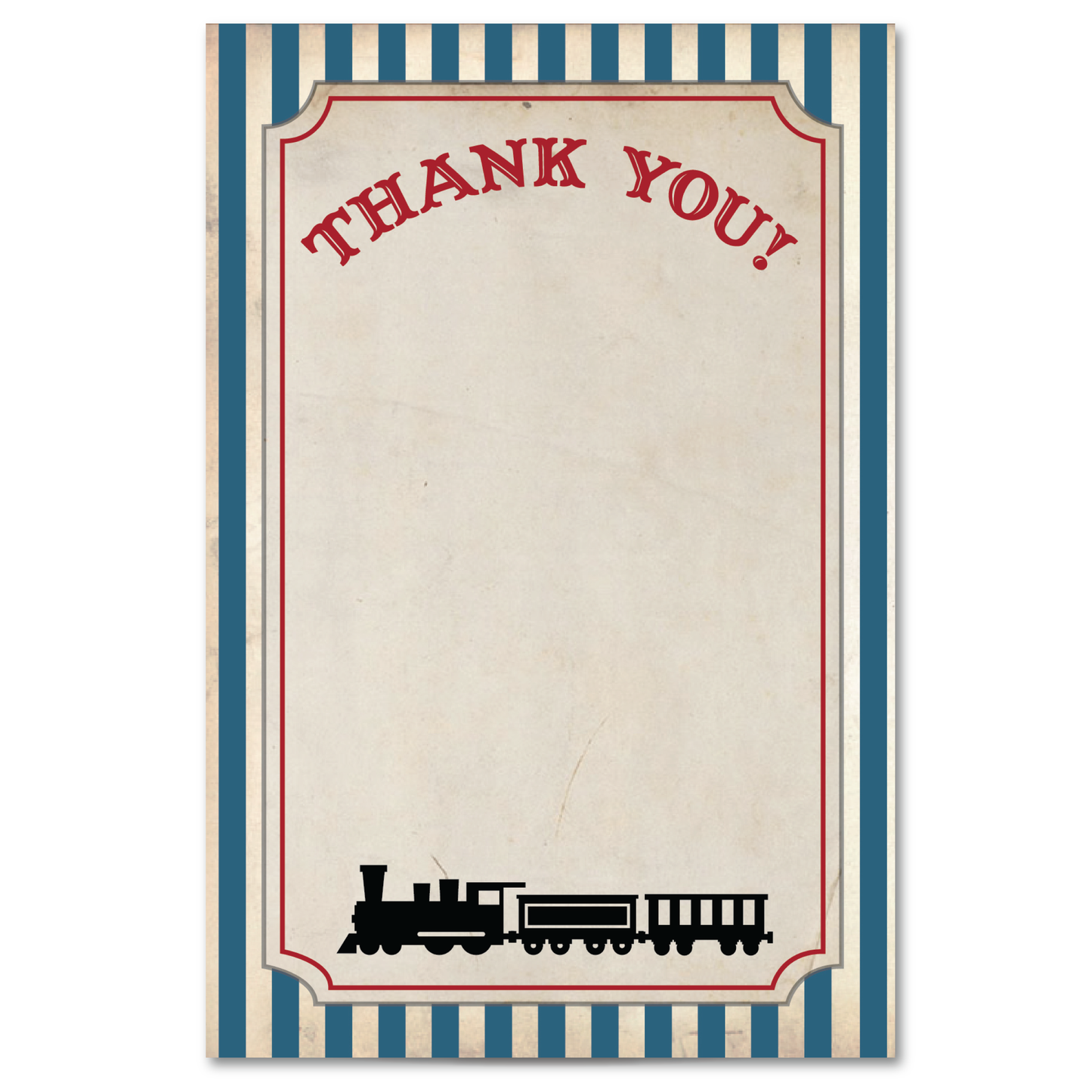 Vintage Train Ticket Thank You Cards w/ Free Envelopes