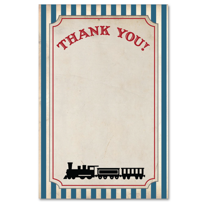 Vintage Train Ticket Thank You Cards w/ Free Envelopes