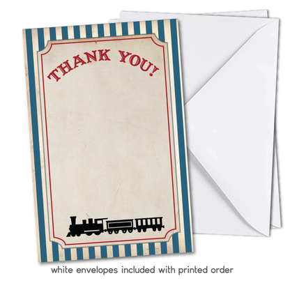 Vintage Train Ticket Thank You Cards w/ Free Envelopes